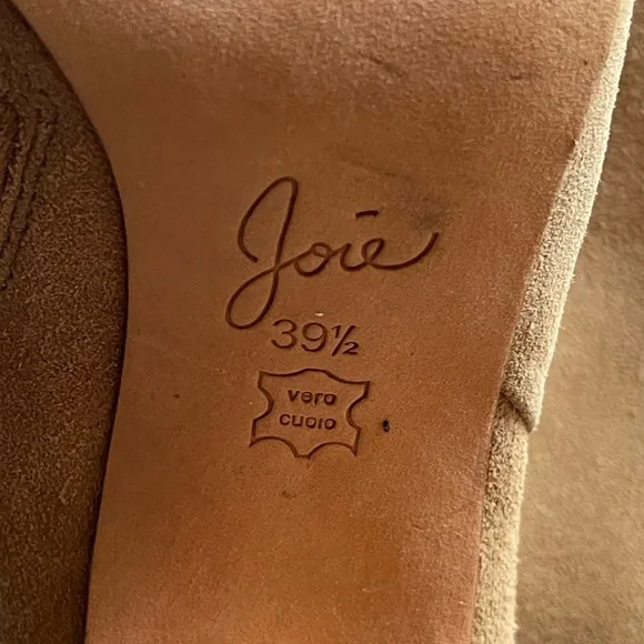 Joie tan/beige suede over the knee stacked heel boots, size 39 1/2 - Picture 3 of 9